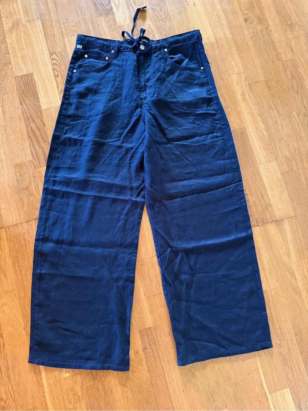 CITIZENS OF HUMANITY BRYNN DRAWSTRING LINEN TROUSER IN NAVY SIZE 32 NWT